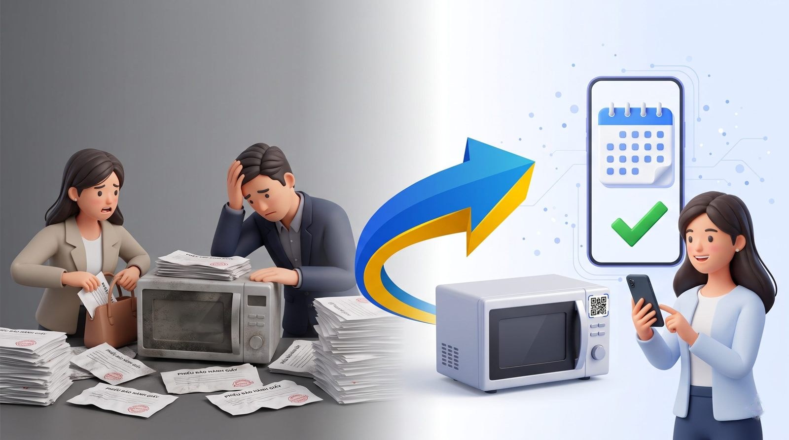 Phiếu bảo hành giấy dễ thất lạc so với bảo hành điện tử ngay trên tem QR