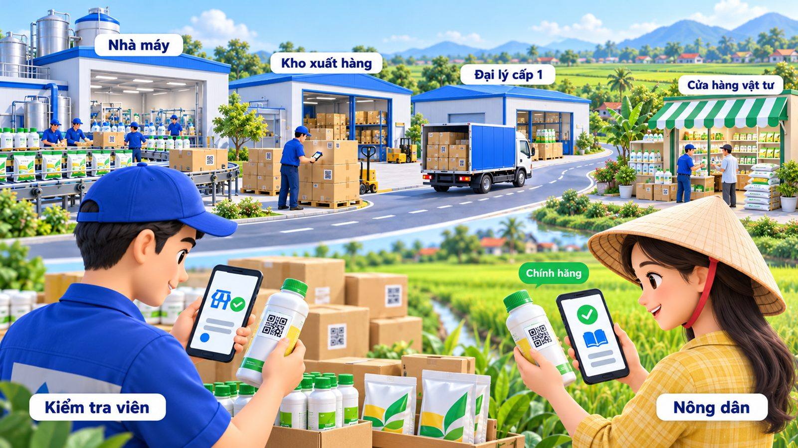 Tem QR thuốc bảo vệ thực vật trên kênh đại lý: đội thị trường kiểm tra, nông dân xác thực